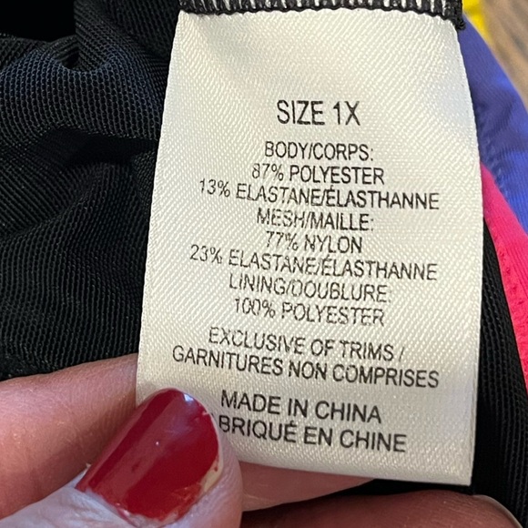 ❣️PENNINGTONS – Black Ribbed One-Piece Swim Dress – Plus Size 1X - Picture 5 of 11